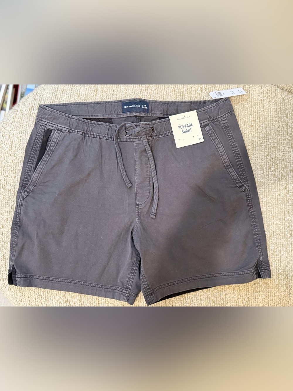 Abercrombie & Fitch Charcoal Drawstring Cotton Shorts